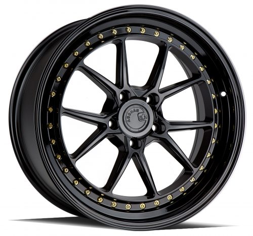 Aodhan DS08 Gloss Black w/ Gold Rivets 19X9.5 (+15) 5X114.3