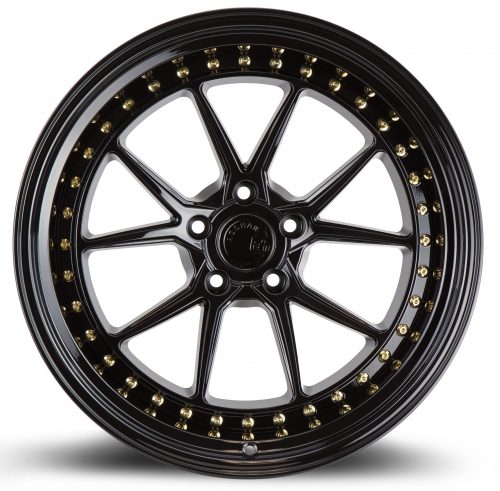 Aodhan DS08 Gloss Black w/ Gold Rivets 19x11 (+15) 5X114.3 - Image 2