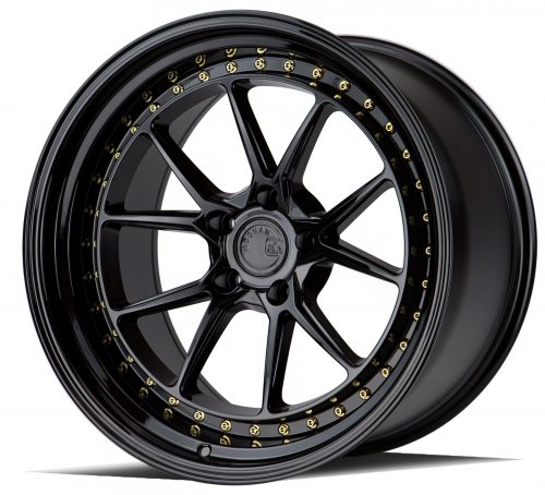 Aodhan DS08 Gloss Black w/ Gold Rivets 19x11 (+15) 5X114.3 - Image 3