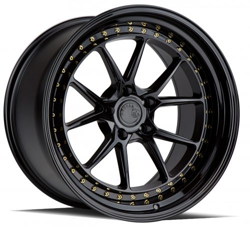 Aodhan DS08 Gloss Black w/ Gold Rivets 19x11 (+15) 5X114.3