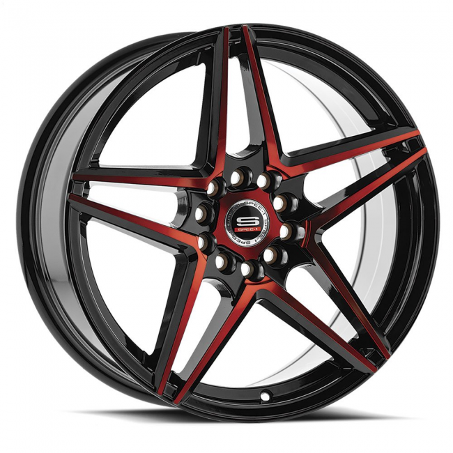 Spec-1 Racing Sp-54 17x7.5 5x105 5x114.3 +42 Cb 73.1 Gloss Black And Red Blem