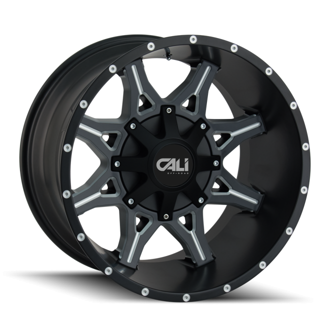 Cali Off-road Obnoxious 9107 Satin Black/milled Spokes 20x12 8-165.1/8-170 -44mm 130.8mm