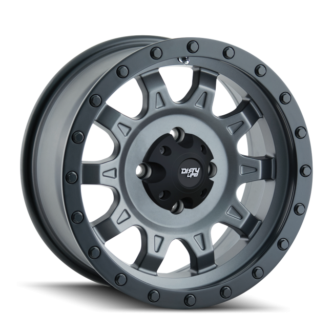 [new Cap] Dirty Life Roadkill 9301 Matte Gunmetal/black Beadlock 15x7 4-156 13mm 115.1mm