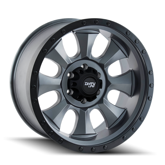 [new Cap] Dirty Life Ironman 9300 Matte Gunmetal/black Beadlock 17x8.5 5-139.7 -6mm 108mm