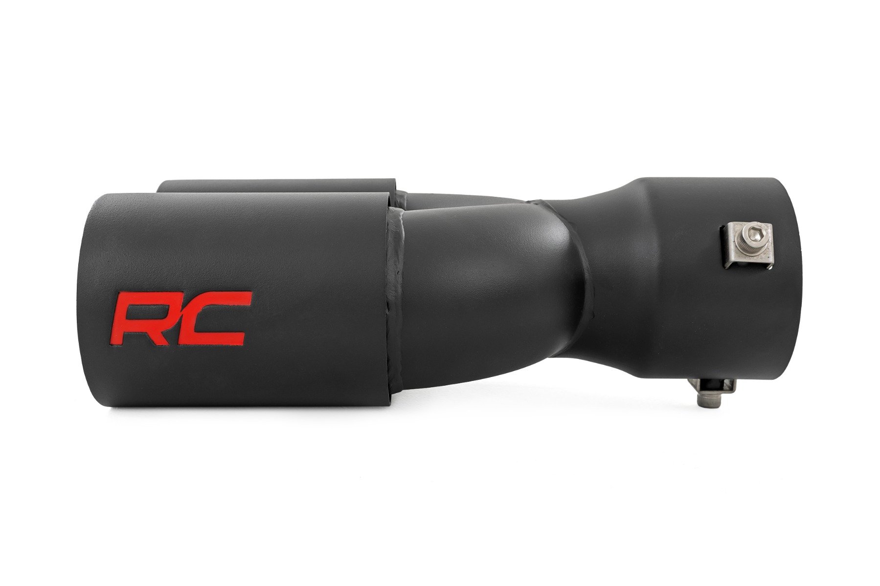 Exhaust Tip | Black | Red RC Logo | 2.5-3 Inch Pipe Single Inlet | Dual Outlet - Image 2