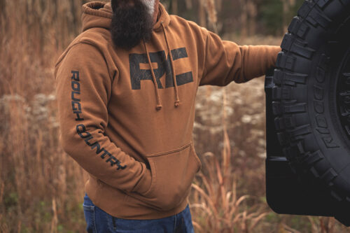 Rough Country Hoodie | RC Topographical Sleeve | Saddle | LG - Image 2