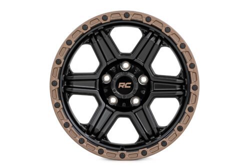 Rough Country 79 Series Wheel | One-Piece | Semi Gloss Black w/Bronze Ring | 17x8.5 | 5x4.5 | 0mm - Image 2