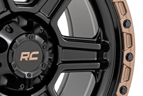 Rough Country 79 Series Wheel | One-Piece | Semi Gloss Black w/Bronze Ring | 17x8.5 | 5x4.5 | 0mm - Image 4