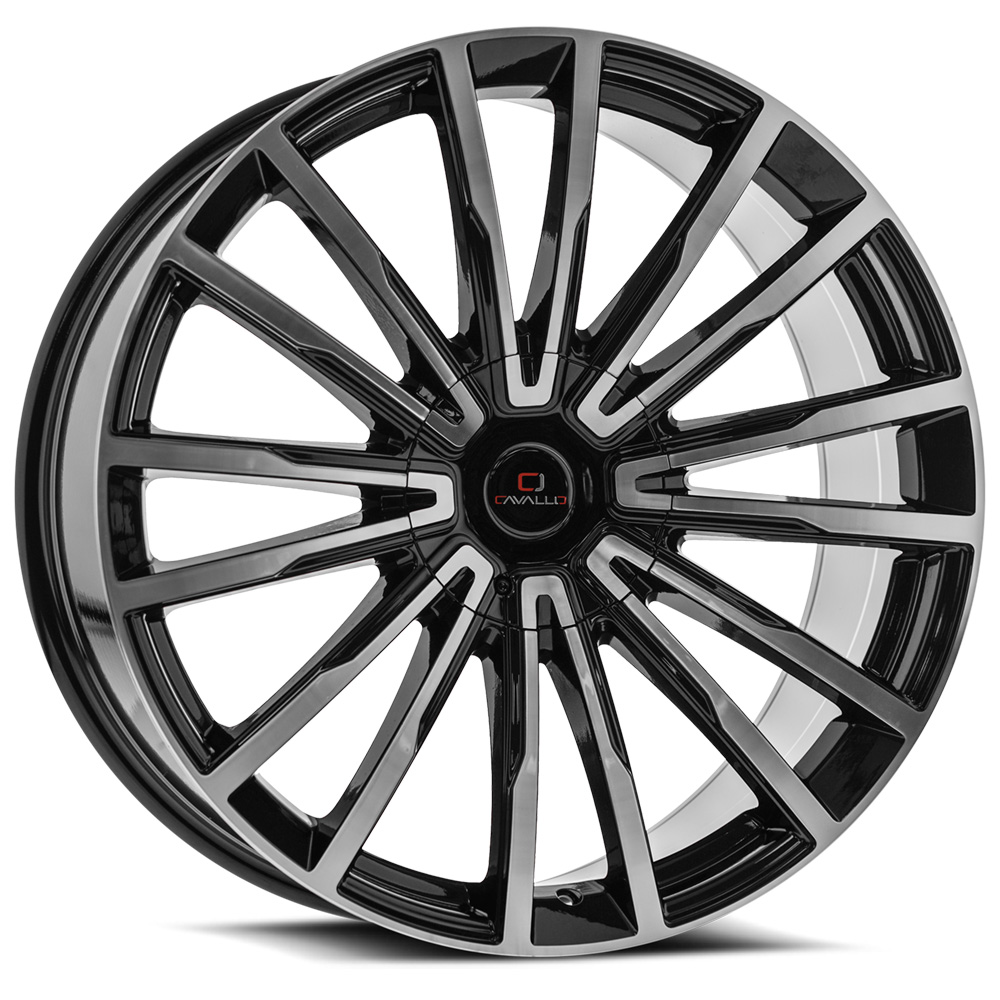 Cavallo Clv-47 Gloss Black & Machined 20x8.5 (+25) 6x135