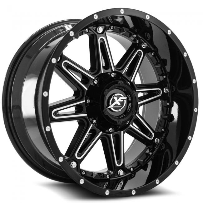 Xf Off-road Xf-217 20x10 5x114.3 5x127 -24 Cb 78.1 Gloss Black And Milled With Black Inserts