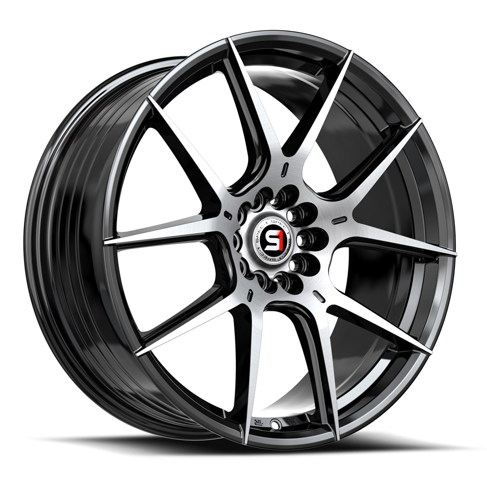 Spec-1 Sp-71 Gloss Black & Machined 17x8 (+42) 4x100