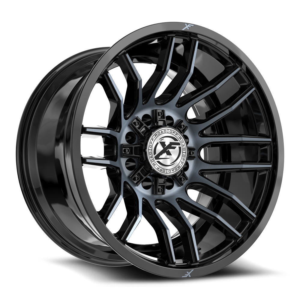 XF Off-Road XF-232 Gloss Black & Machined Titanium Double Dark Tint 22x12 (+-44)8x165.1