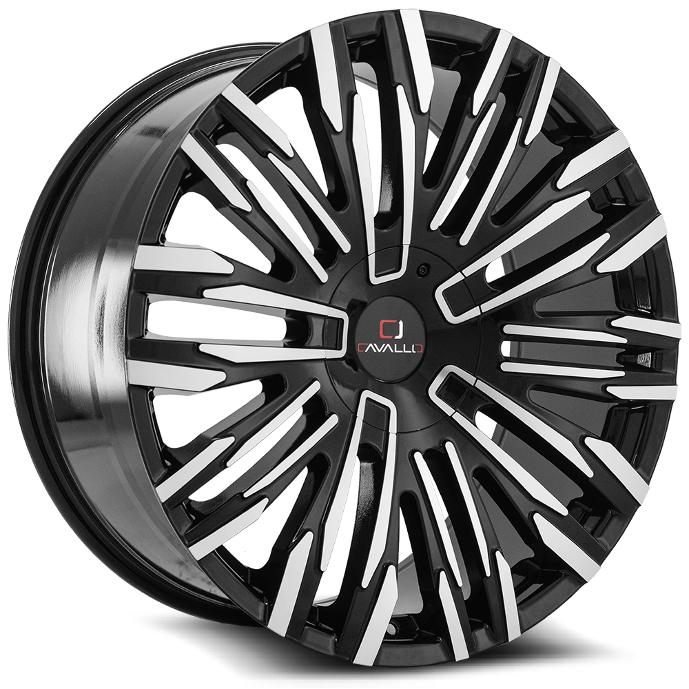 Cavallo Clv-28 Gloss Black & Machined 20x8.5 (+15) 6x114.3