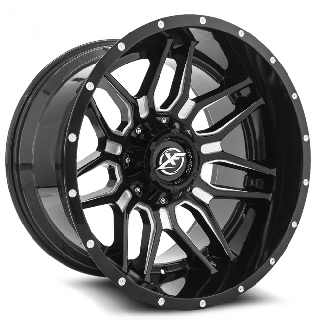 Xf Off-road Xf-222 20x9 Blank(8h) +0 Cb 125.2 Gloss Black Milled And Milled Dots Drilled 8x180