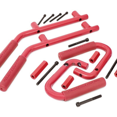 Jeep Solid Steel Grab Handle Set 07-18 Wrangler JK Red Rough Country