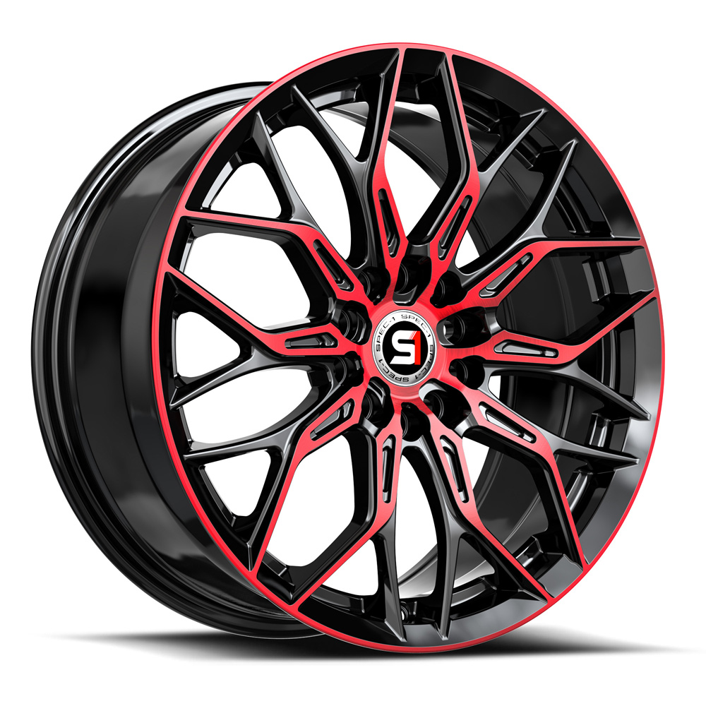 Spec-1 Sp-57 Gloss Black & Red Machined 17x7.5 (+42) 4x100