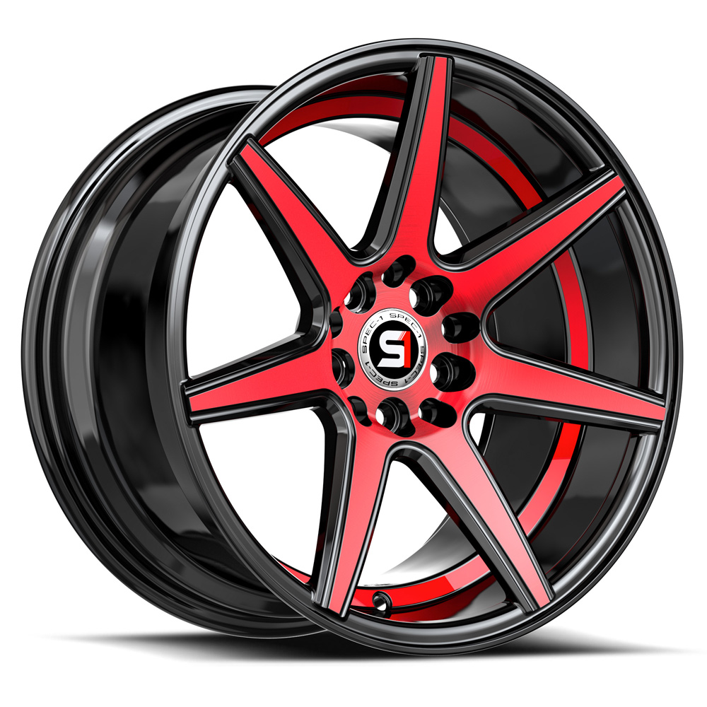 Spec-1 Sp-73 Gloss Black Red Machined & Undercut 17x7.5 (+42) 4x100