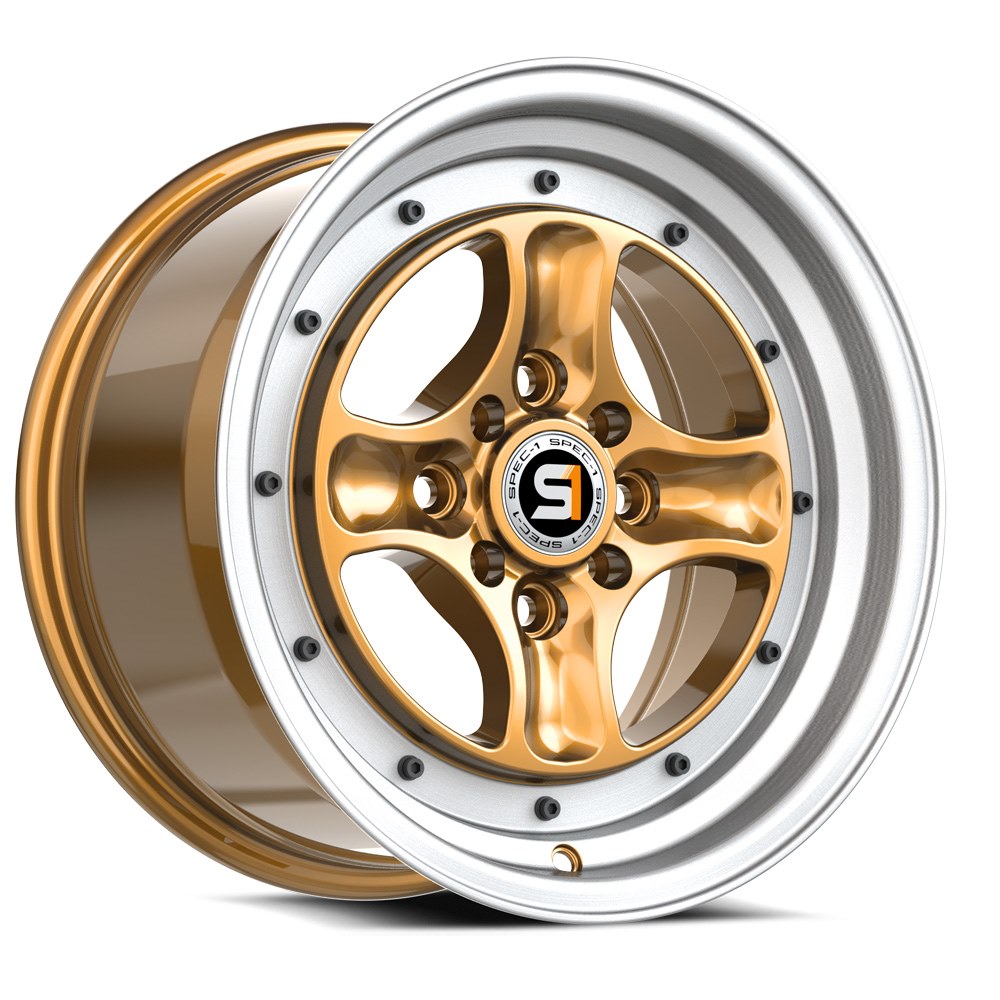 Spec-1 SPT-35 Gold & Machined Lip 15x8 (+25)4x100