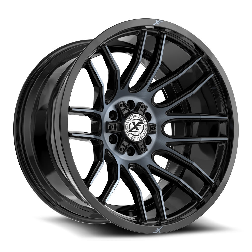 XF Off-Road XF-232 Gloss Black & Machined Titanium Double Dark Tint 24x14 (+-76)5x127