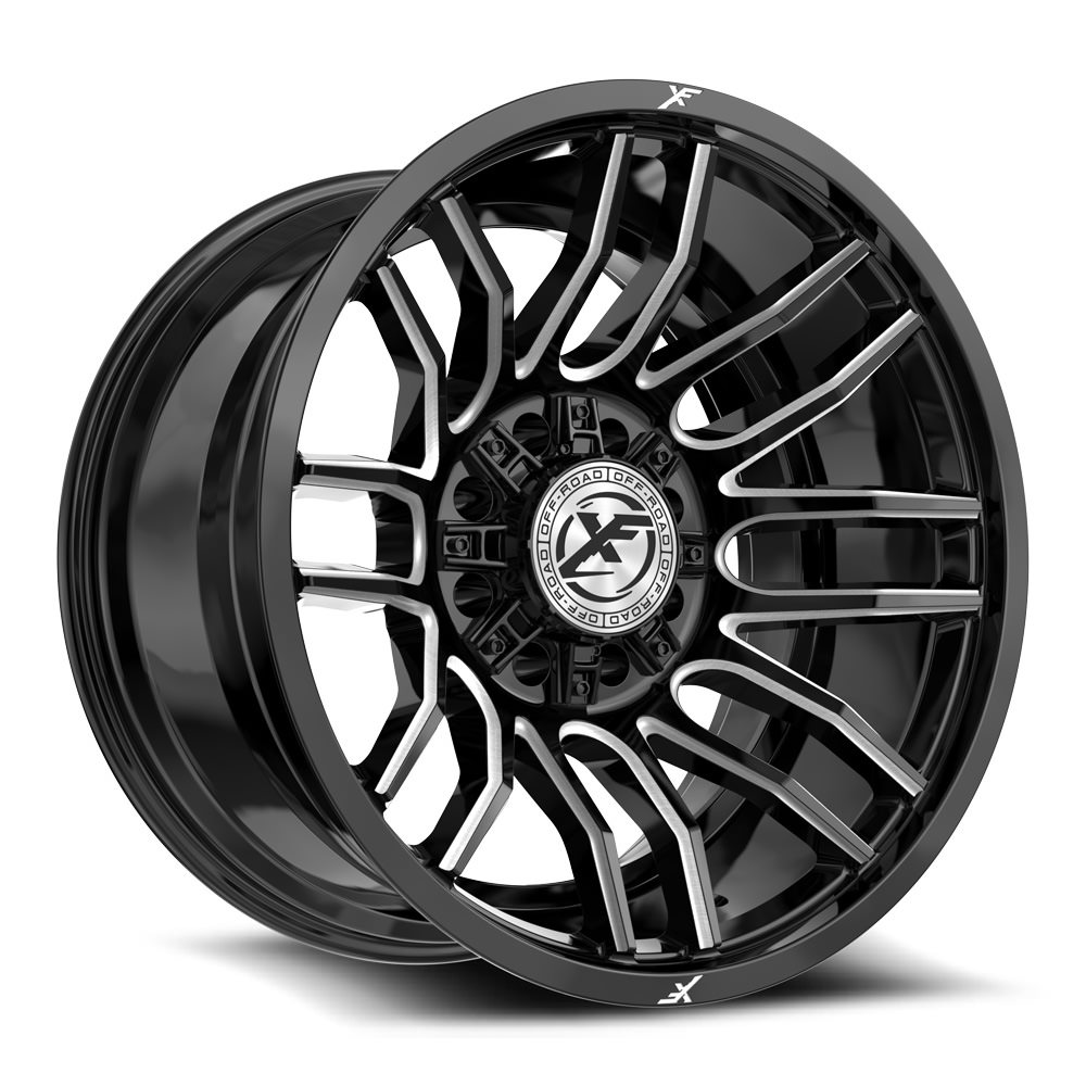 XF Off-Road XF-232 Gloss Black & Milled 22x12 (+-44)8x165.1