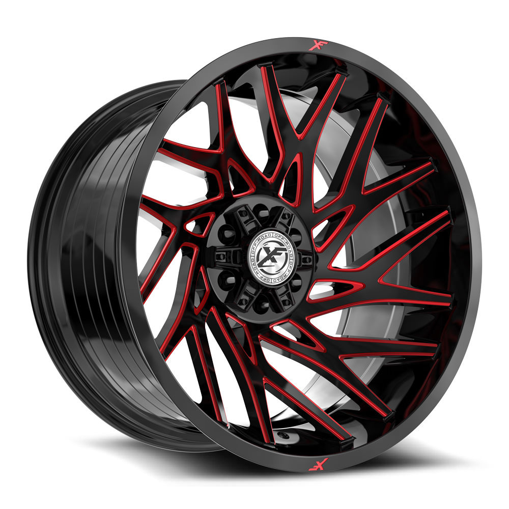 XF Off-Road XF-229 Gloss Black & Red Milled 22x10 (+-18)5x127