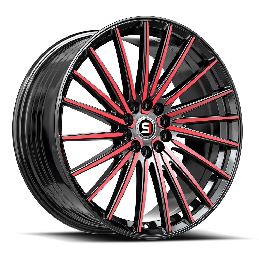 Spec-1 Sp-68 Gloss Black & Red Machined 17x7.5 (+42) 4x100