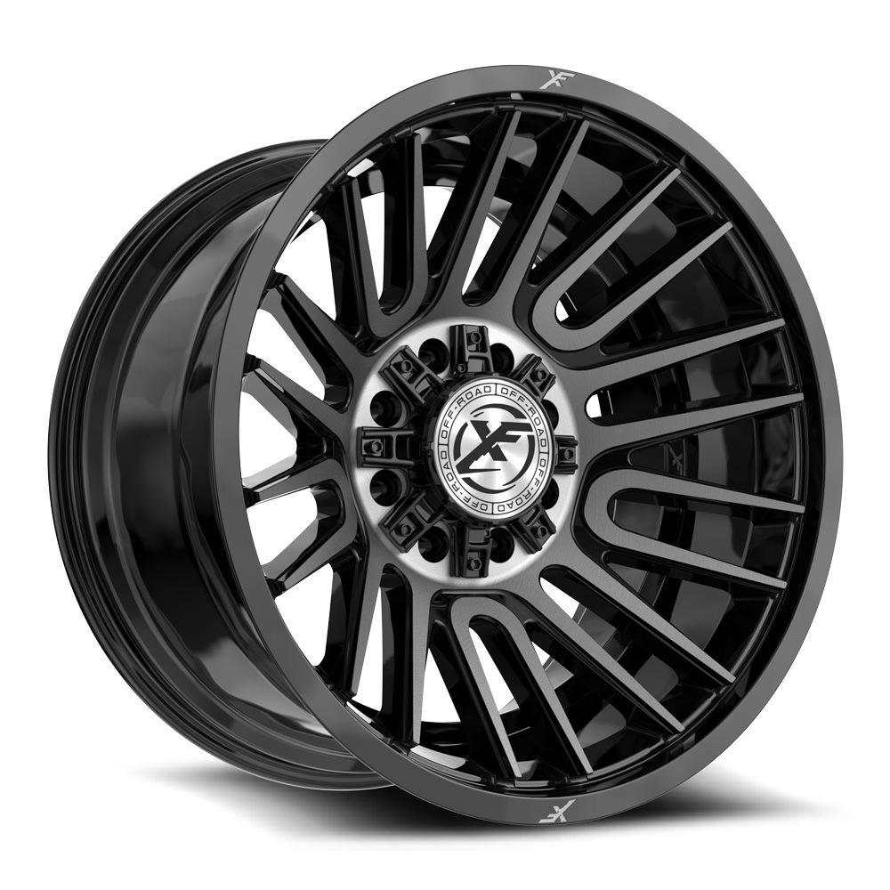 Xf Off-road Xf-234 Gloss Black & Brushed Double Dark Tint 20x10 (-12) Blank 8x