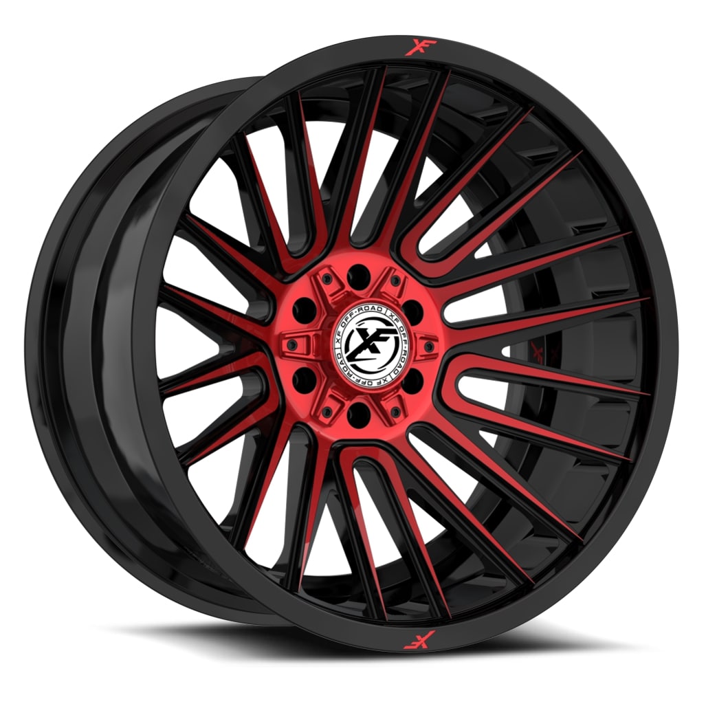 XF Off-Road XF-234 Gloss Black & Red Machined 17x9 (+12)5x127