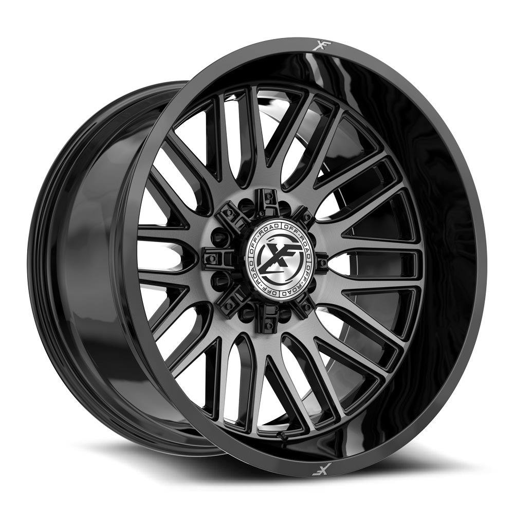 Xf Off-road Xf-240 Gloss Black & Brushed Double Dark Tint 20x9 (+0) Blank 8x