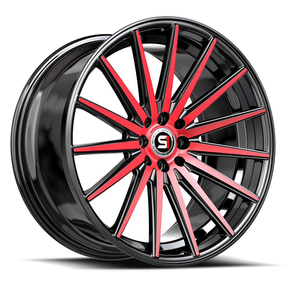 Spec-1 Sp-69 Gloss Black & Red Machined 17x7.5 (+42) 5x100