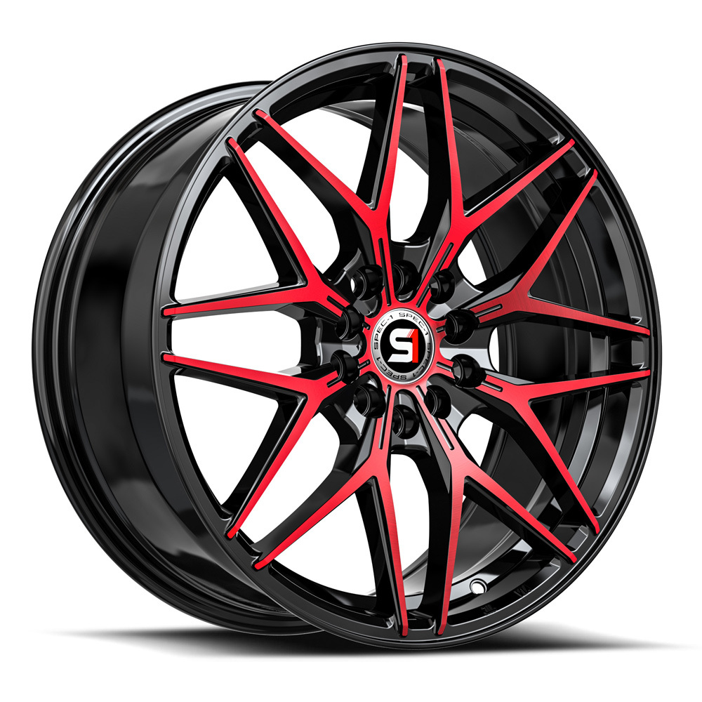 Spec-1 Sp-60 Gloss Black & Red Machined 17x7.5 (+42) 5x108