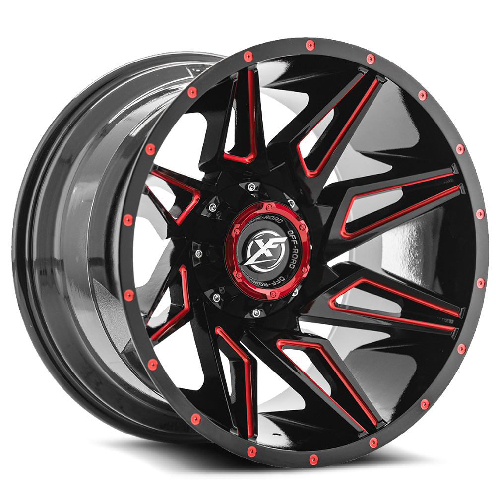 XF Off-Road XF-218 Gloss Black & Red Milled 20x9 (+0)6x135