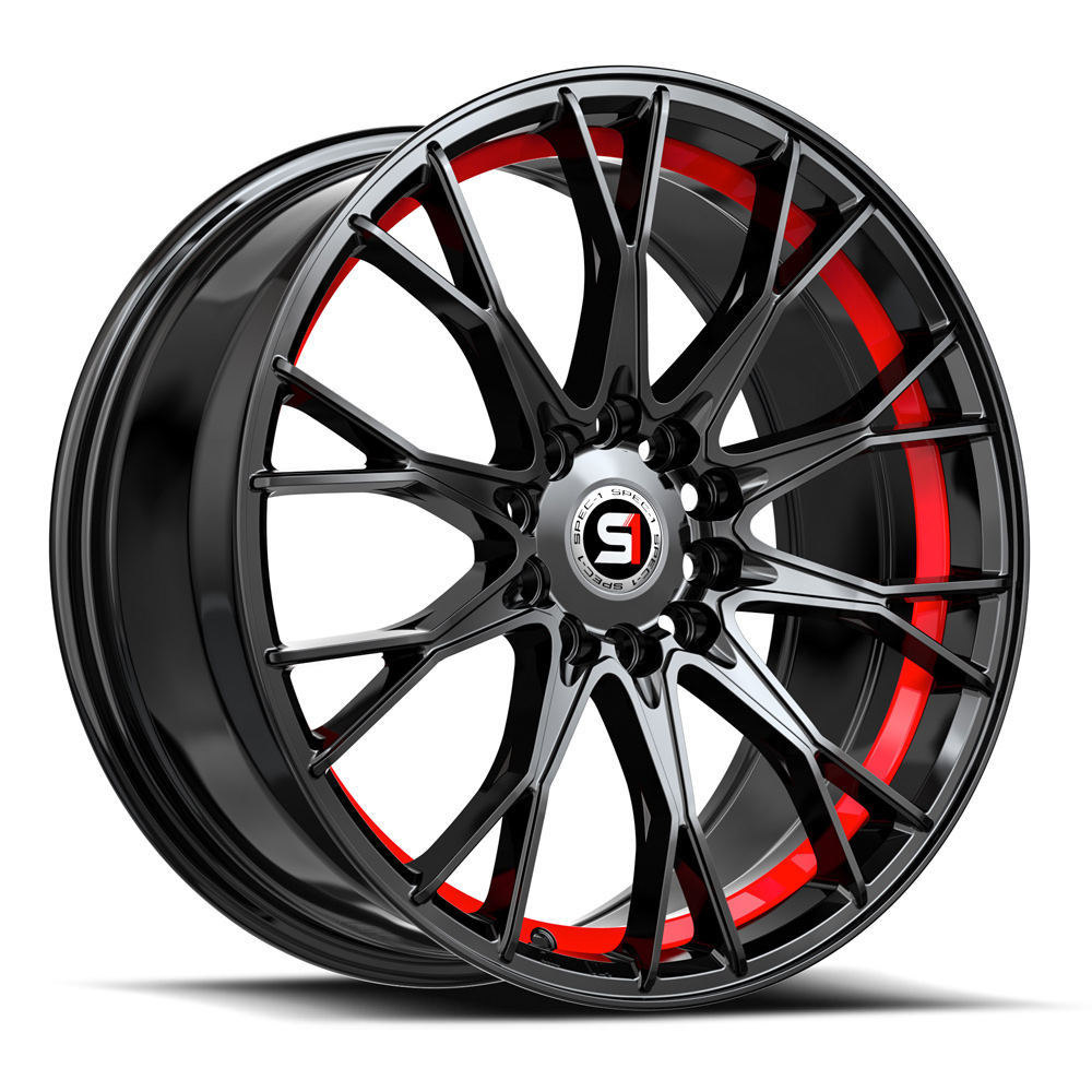 Spec-1 Sp-59 Gloss Black & Red Undercut 17x7.5 (+42) 4x100