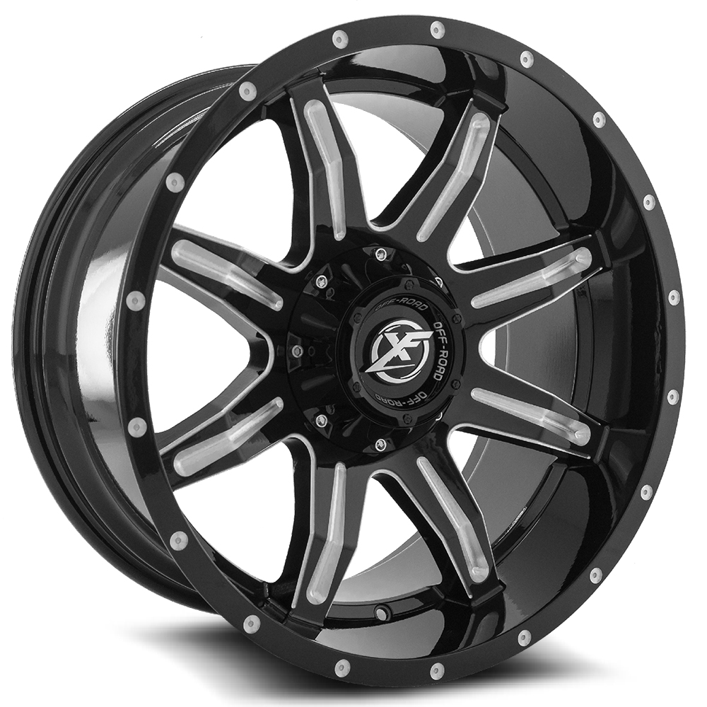 XF Off-Road XF-215 Gloss Black & Milled 20x10 (+-12)6x135