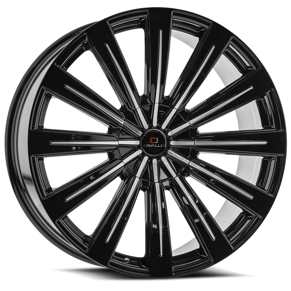 Cavallo Clv-49 Gloss Black & Machined 20x8.5 (+25) 6x135
