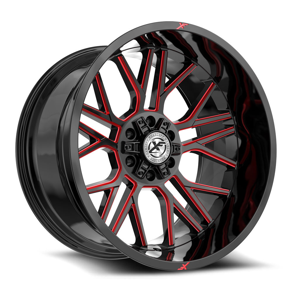 XF Off-Road XF-235 Gloss Black & Red Milled 20x9 (+0)5x127