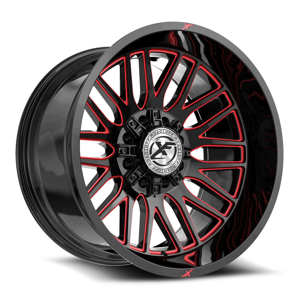 XF Off-Road XF-240 Gloss Black & Red Milled 22x12 (+-44)Blank