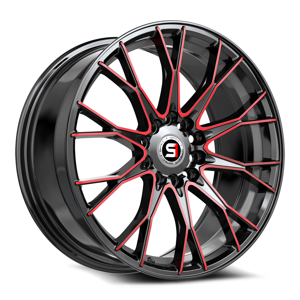 Spec-1 Sp-59 Gloss Black & Red Machined 17x7.5 (+42) 4x100