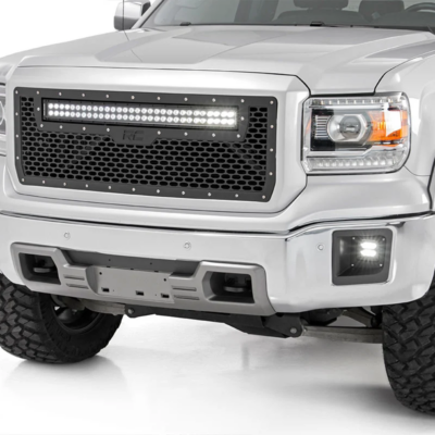 Sierra Mesh Grille w/30 Inch Dual Row Black Series LED 14-15 Sierra 1500 Rough Country