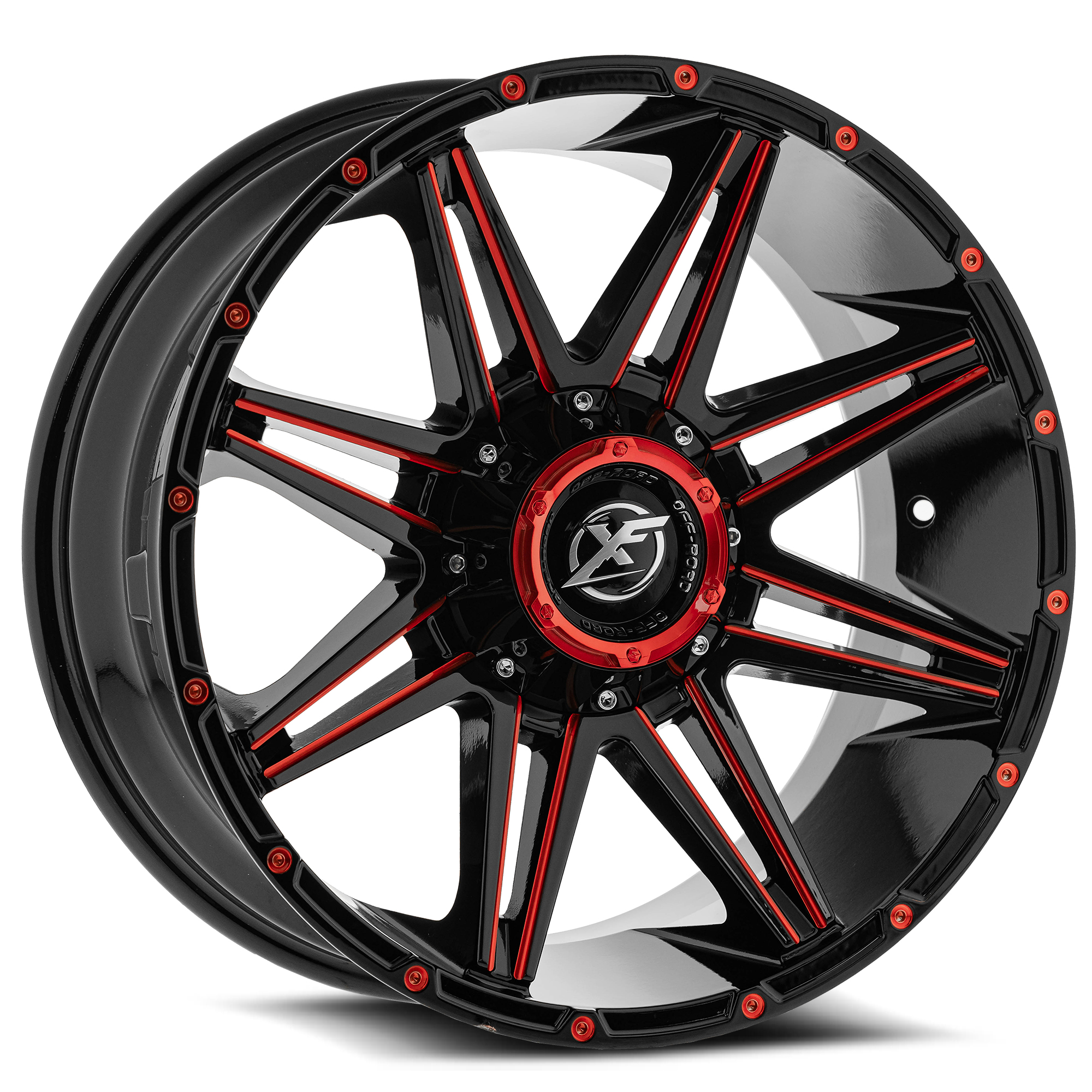 Xf Off-road Xf-220 Gloss Black & Red Milled 18x9 (+0) 5x127