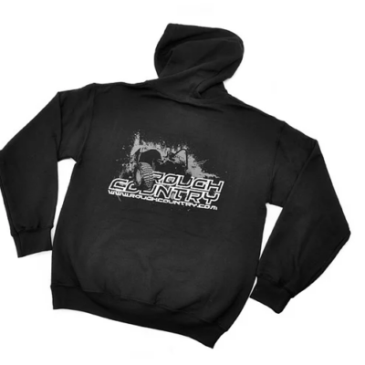Rough Country Hoodie 100 Percent Preshrunk Cotton Front Rough Country logo Back Jeep design Size Small Color Black