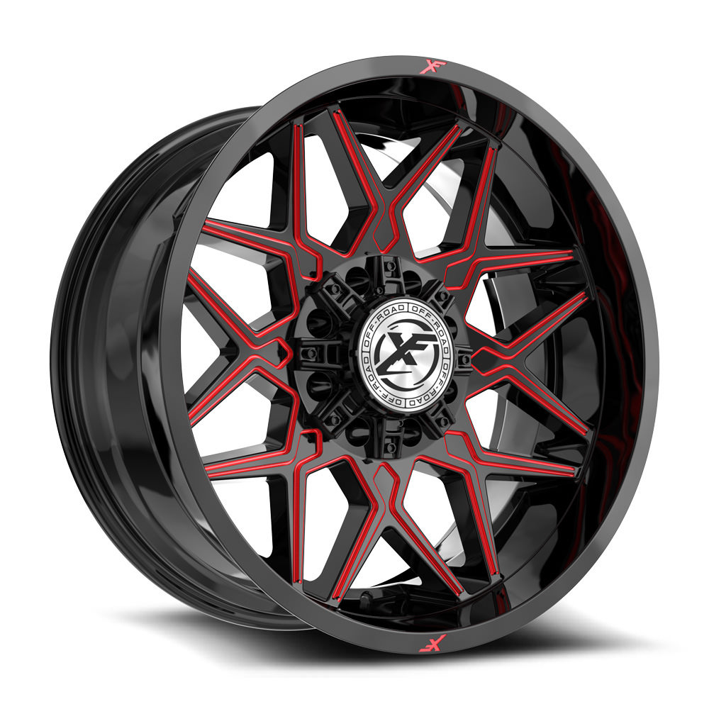XF Off-Road XF-238 Gloss Black & Red Milled 20x10 (+-12)8x165.1