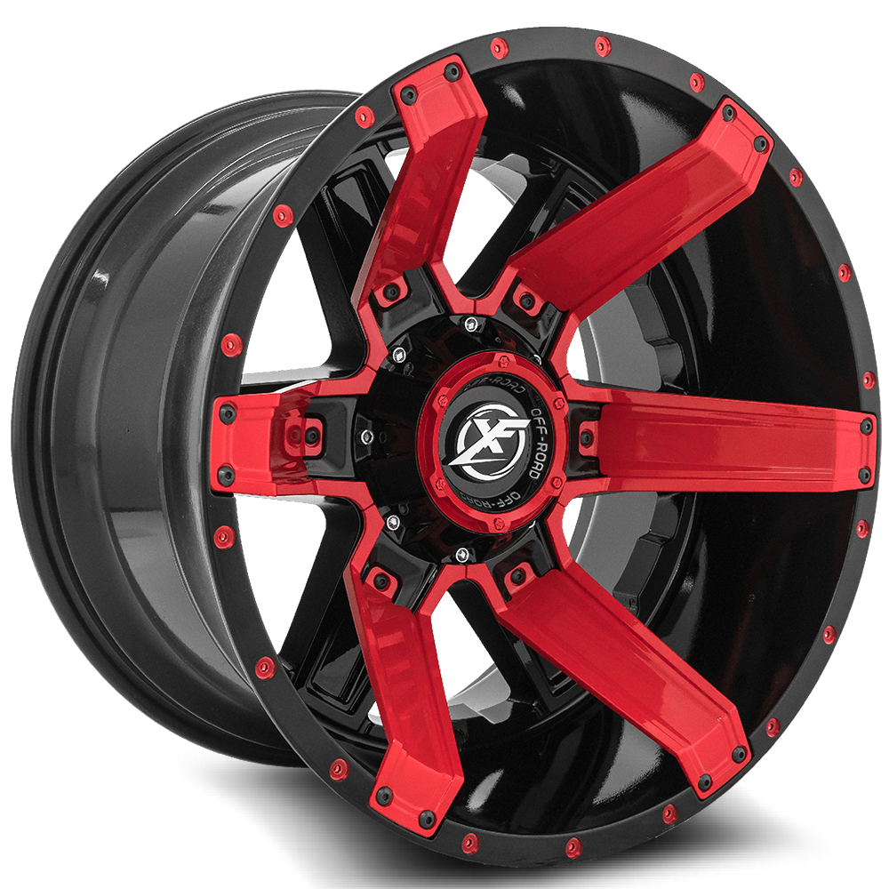 Xf Off-road Xf-214 20x9 5x127 5x139.7 0 Cb 125.2 Gloss Black+red Inserts+red Milled Dots