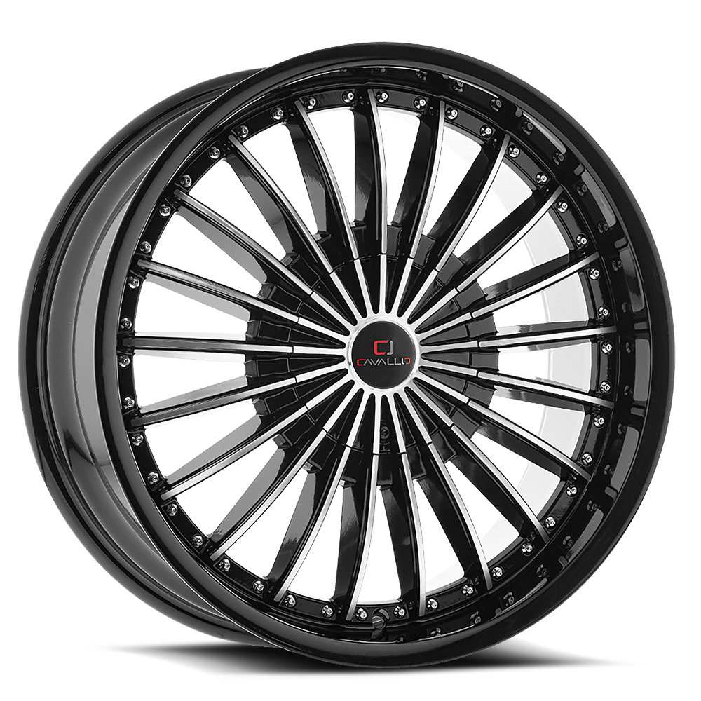 Cavallo Clv-32 Gloss Black & Machined 18x8 (+35) 4x100