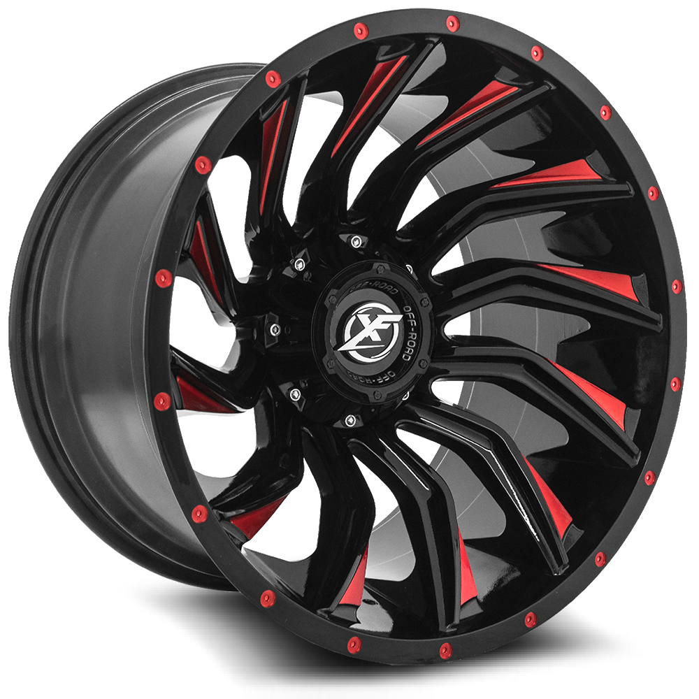 Xf Off-road Xf-224 Gloss Black & Red Milled 20x9 (+12) 5x139.7