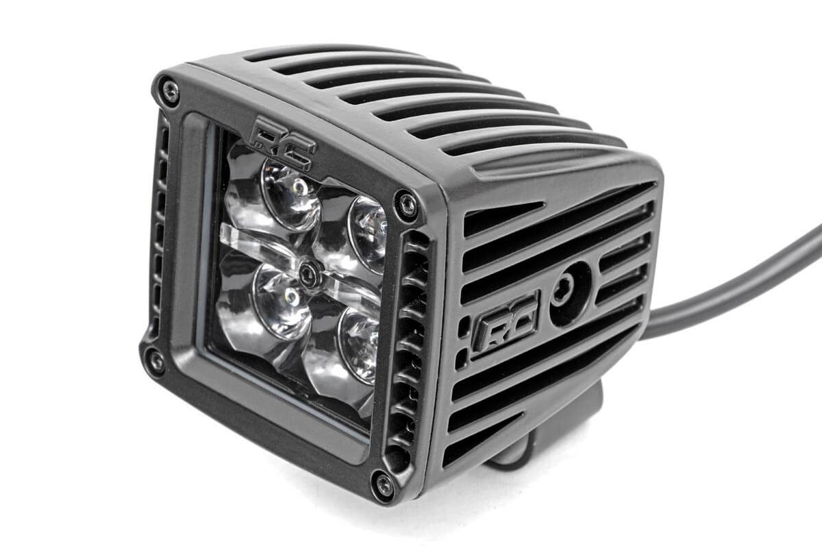 2 Inch Square Cree LED Lights Pair Black Series w/Cool White DRL Rough Country