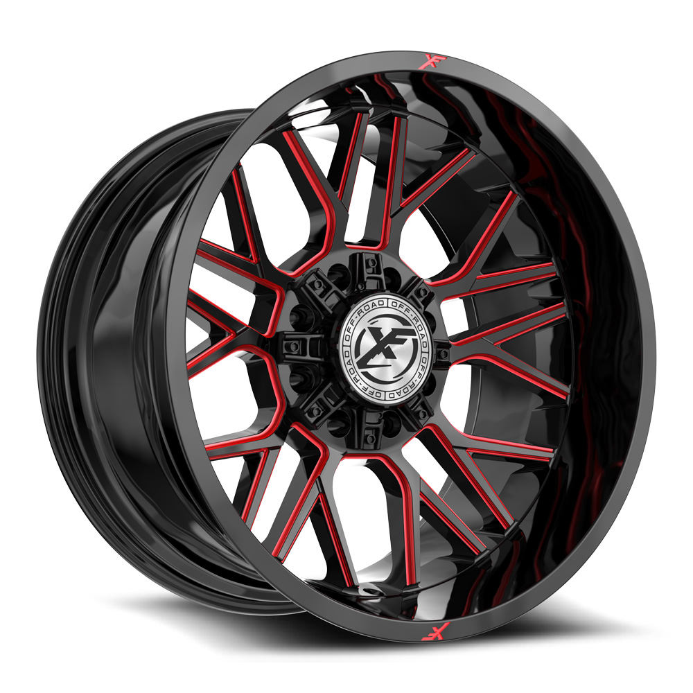 Xf Off-road Xf-235 Gloss Black & Red Milled 20x10 (--12) Blank 8x