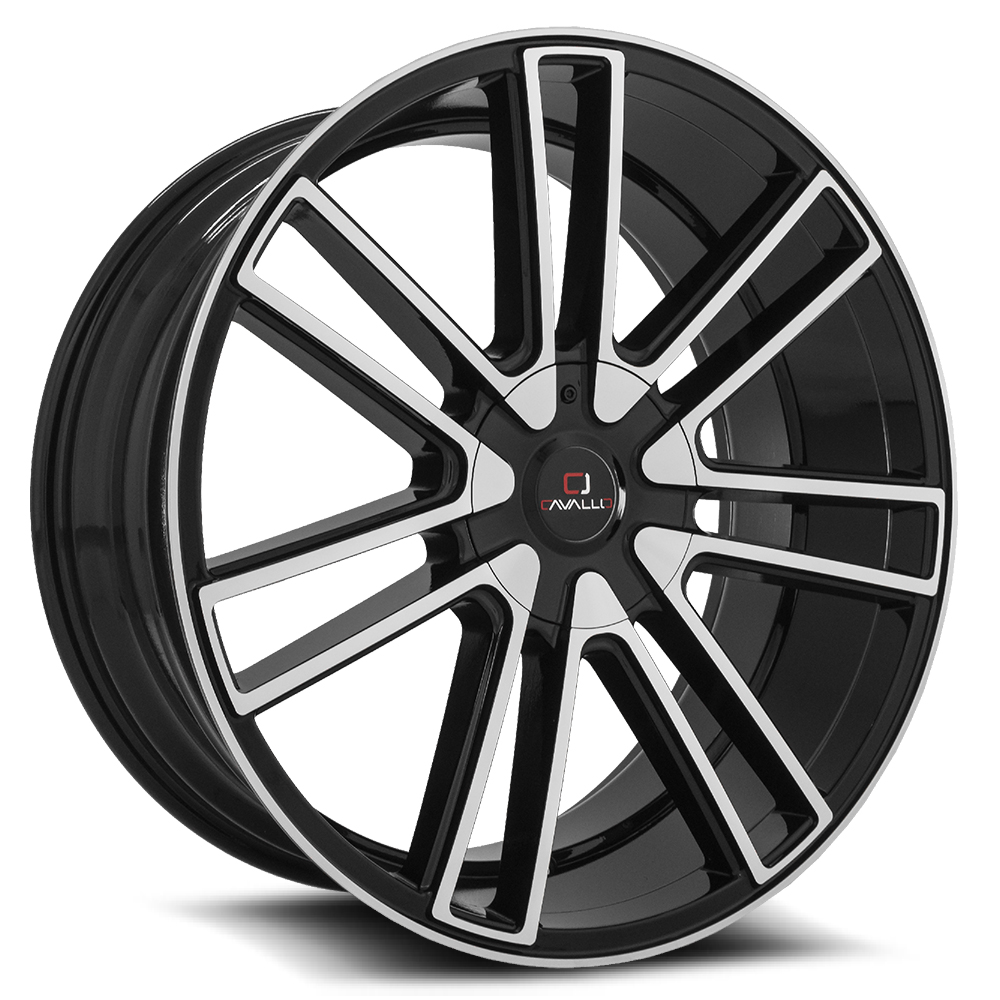 Cavallo Clv-21 Gloss Black & Machined 20x8.5 (+35) 5x108