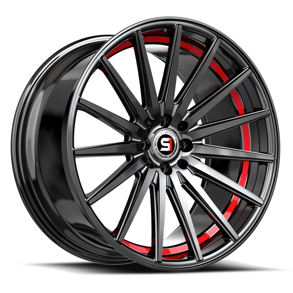 Spec-1 Sp-69 Gloss Black & Red Undercut 17x7.5 (+42) 5x100