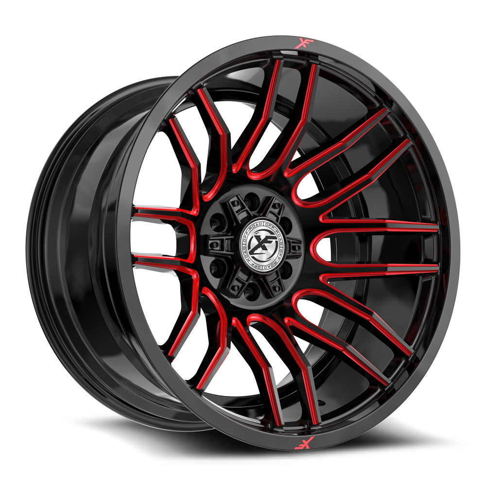 XF Off-Road XF-232 Gloss Black & Red Milled 17x9 (+12)5x127